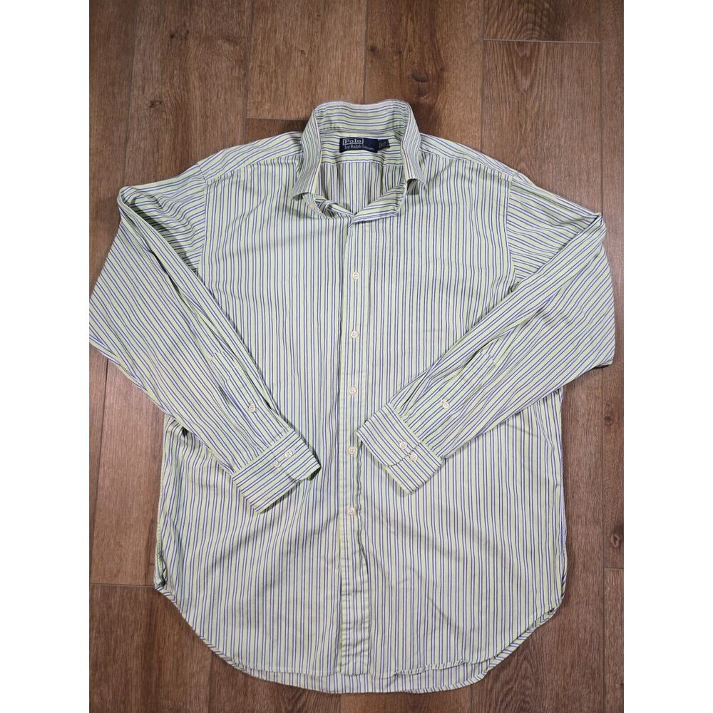 Polo Ralph Lauren Men’s Striped Dress Shirt 16 1/2 Green Blue White Classic Fit